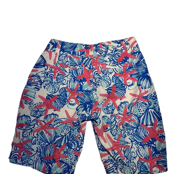 Lilly Pulitzer shorts.  Size 0   Red starfish on blue and white background. - Picture 2 of 11